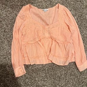 american eagle orange/peach shirt